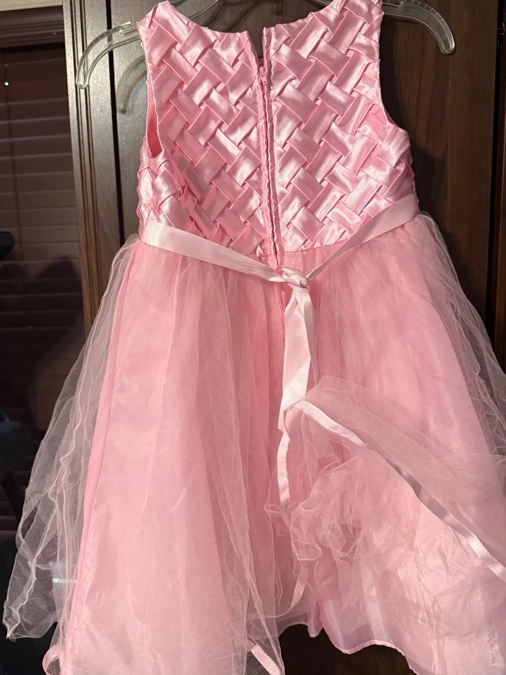 Pink Satin & Tulle Flower Girl Dress
